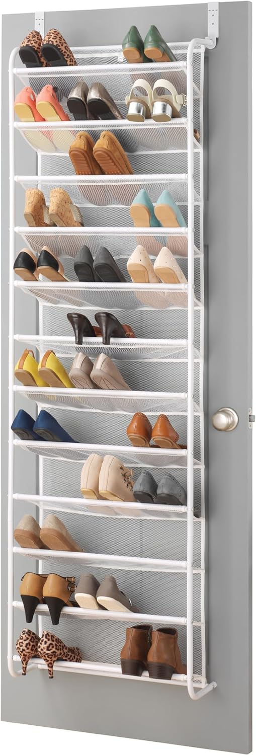 Over the Door Shoe Organizer - Holds up to 36 Pairs of Shoes - Metal & Mesh