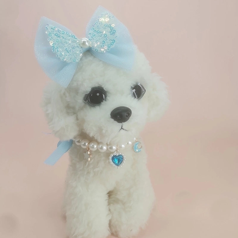 Sweet Metal Abs Bead Polyester Heart Shape Pet Accessories