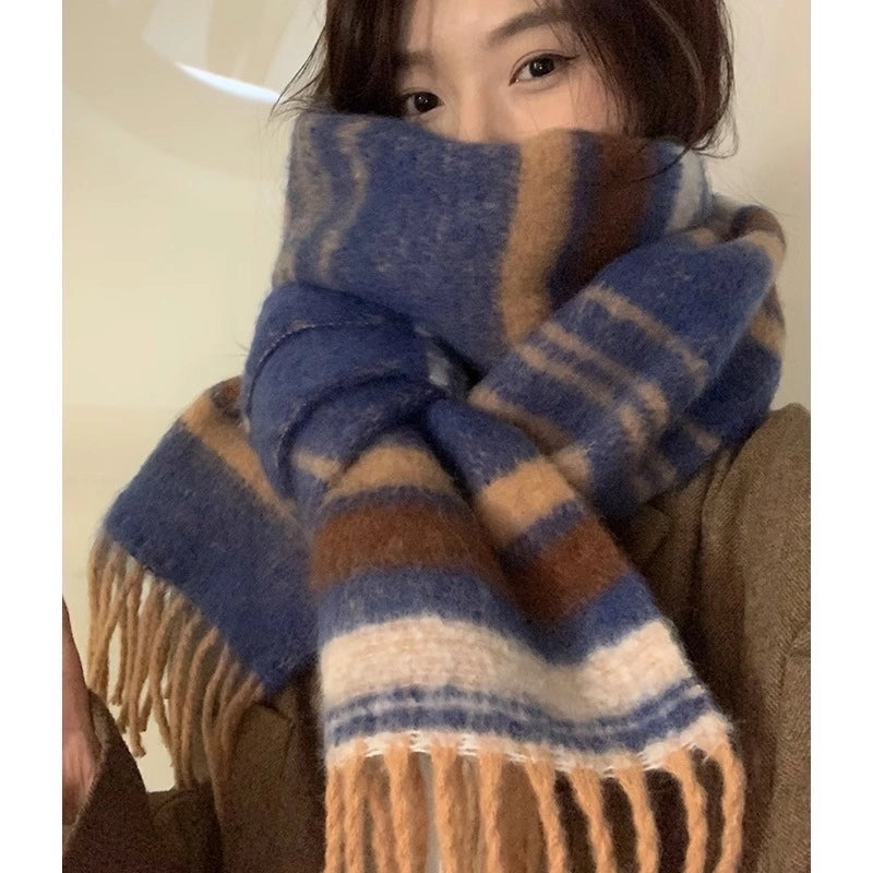 Women's Vintage Style Stripe Acrylic Scarf