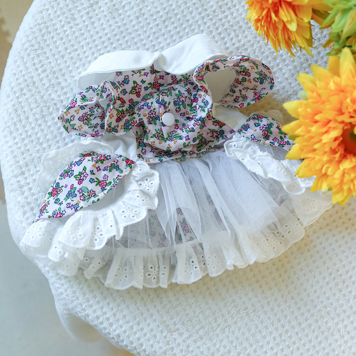 Flower Lace Decor Dog Cat Dress Harness