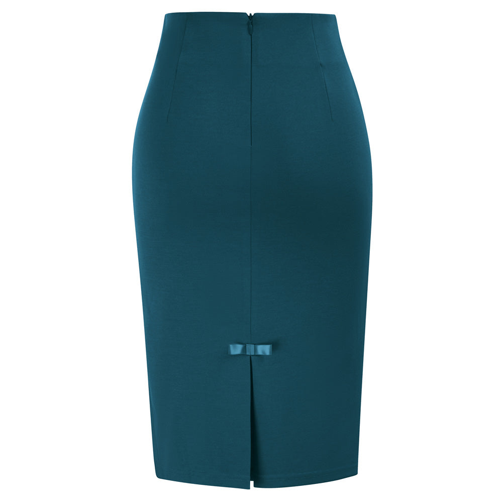 Bow-Knots Decorated Skirt High Waist Stretchy Bodycon Skirt