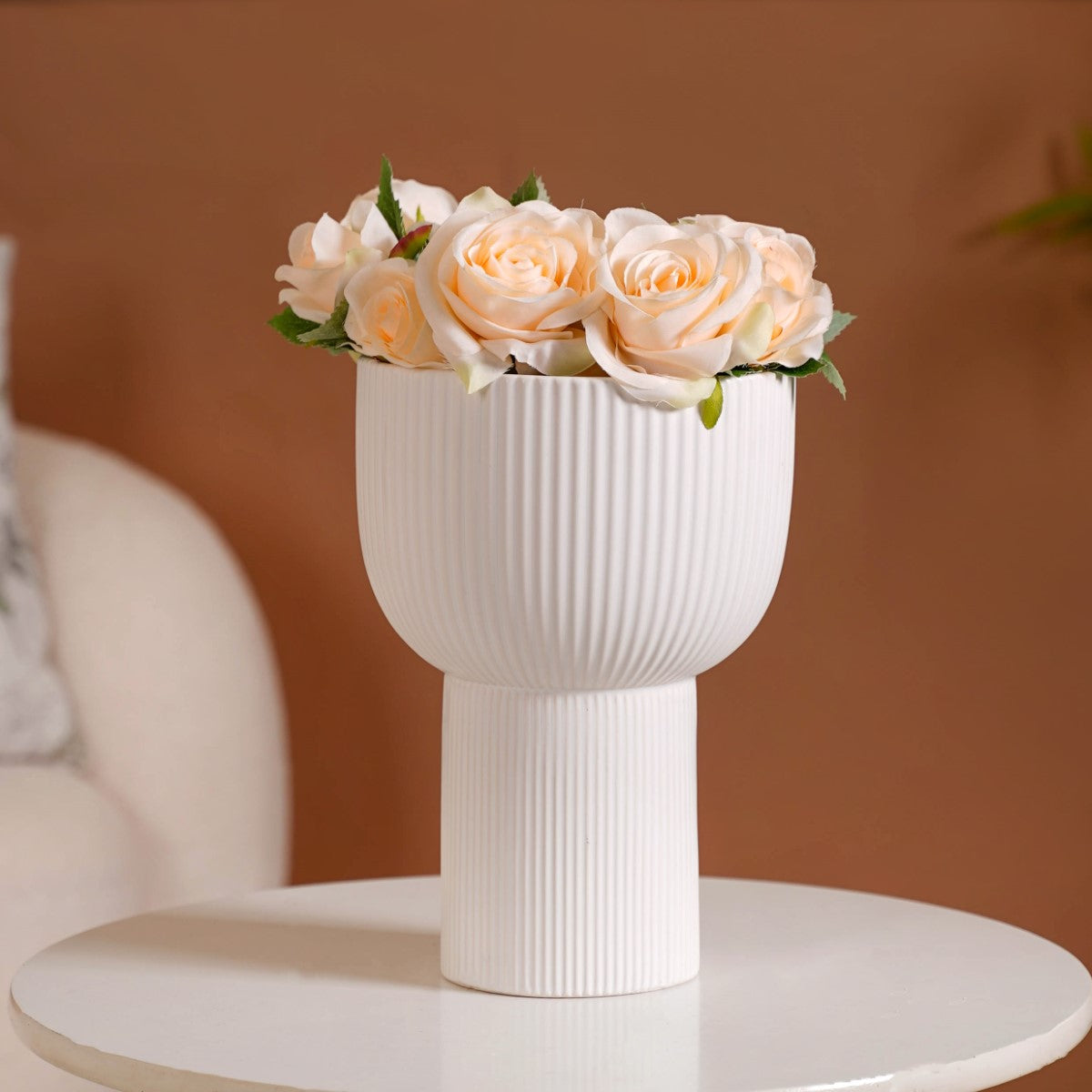 European Ceramic Flower Pot White