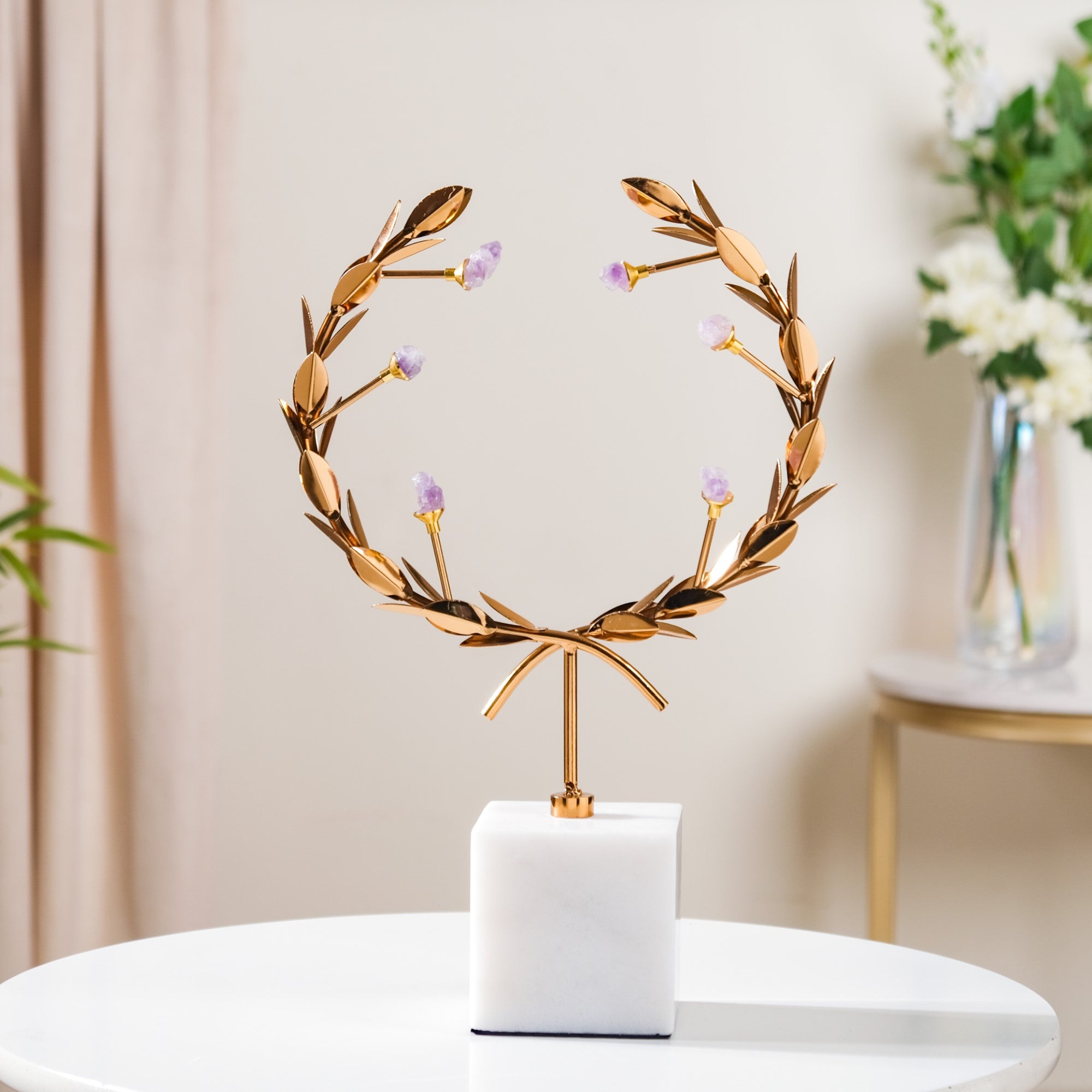 Laurel Wreath Showpiece With Agate Stones Gold
