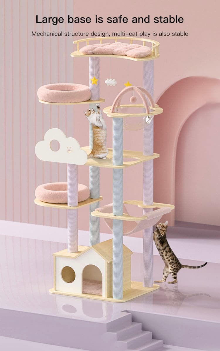 135cm Dreamland Wooden Cat Tree – Pink