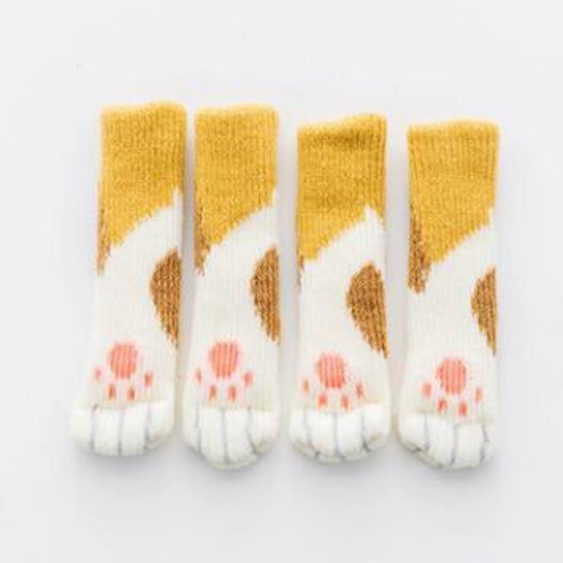 4pcs Knitting Cat Leg Chair Socks