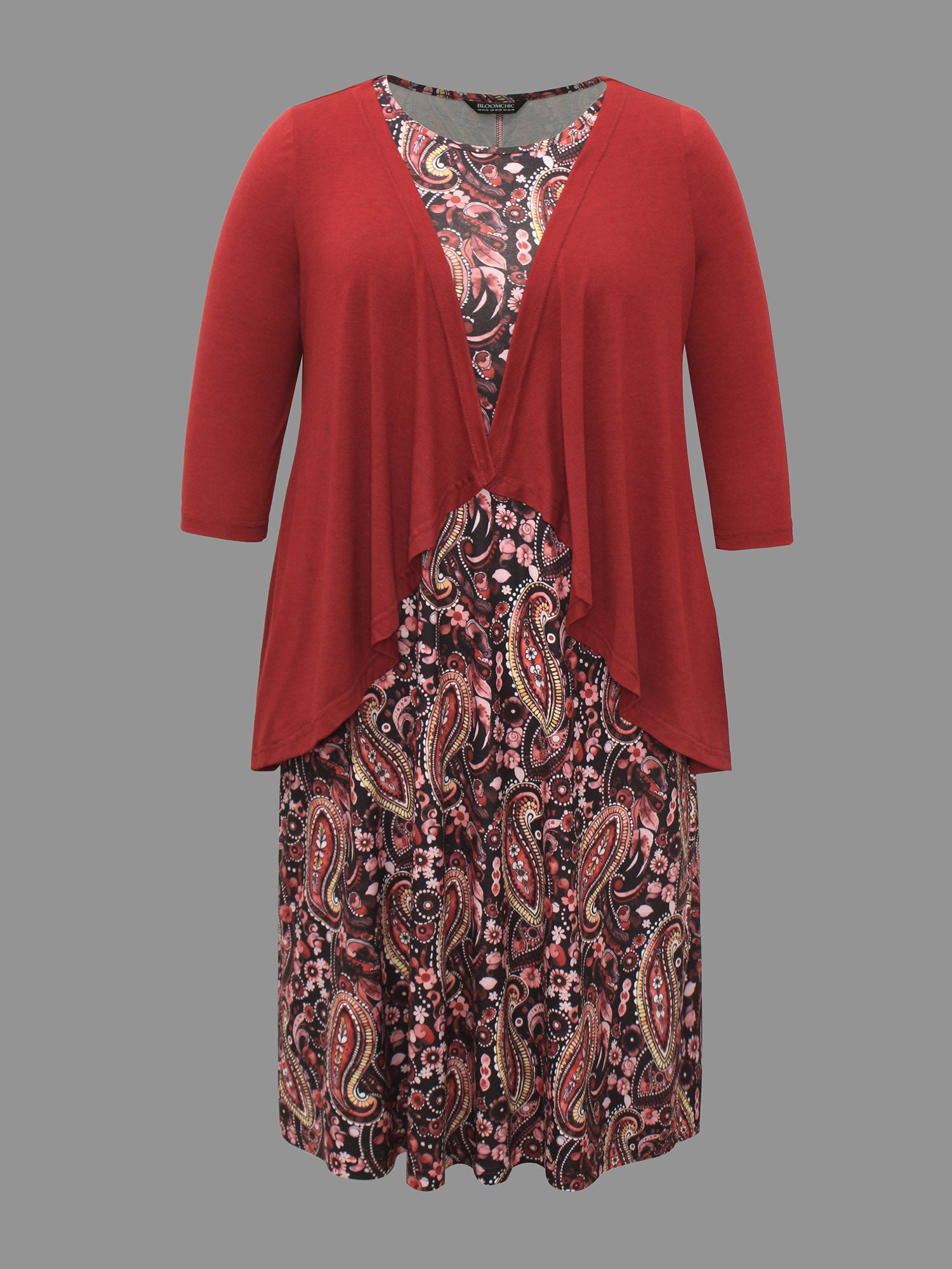 Two Piece Set Bandana Print Knit Dress