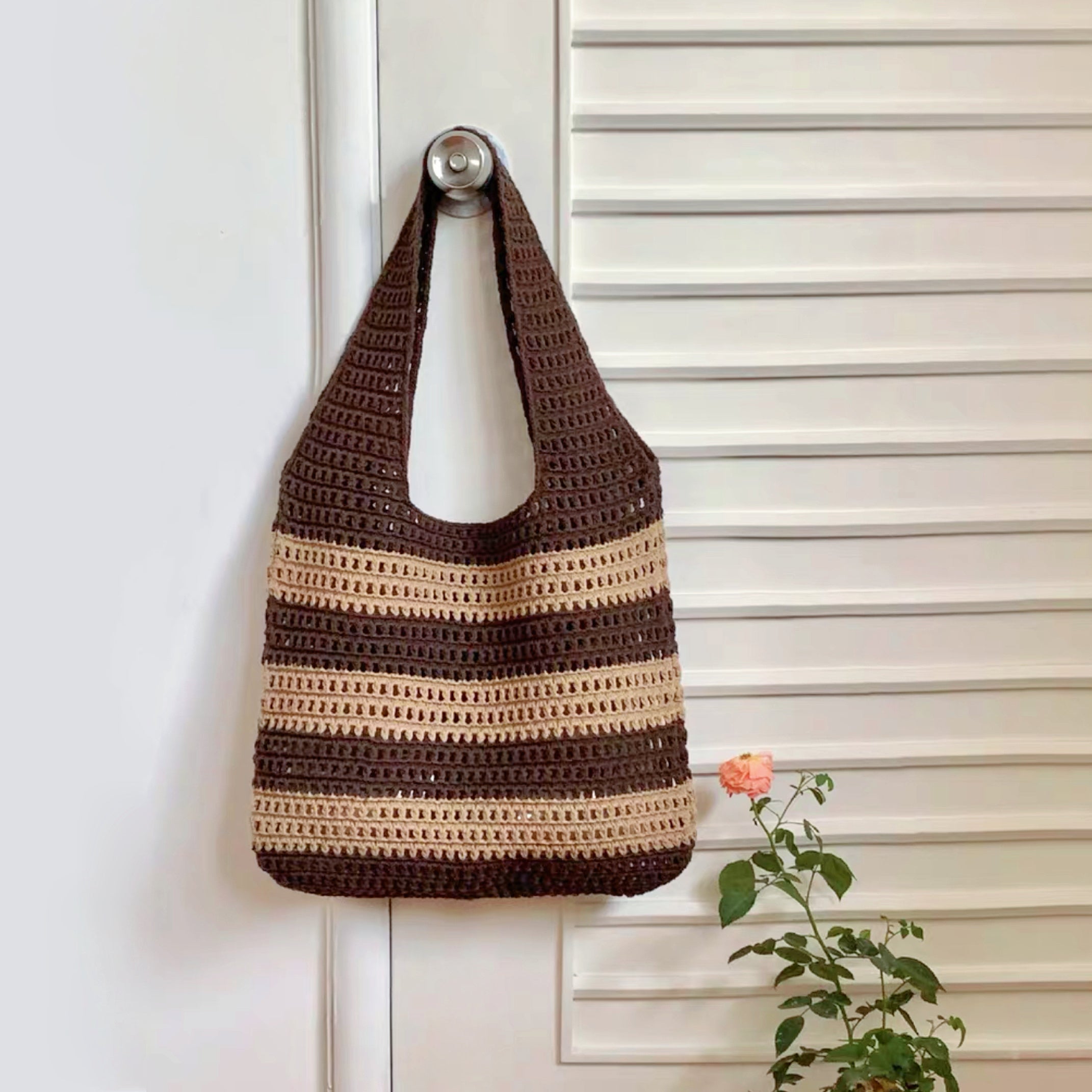 Wide Stripe Crochet Bag