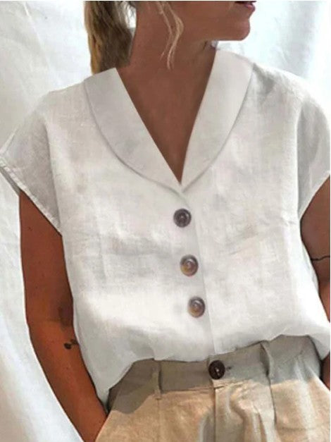 Women's fashionable cotton and linen tops