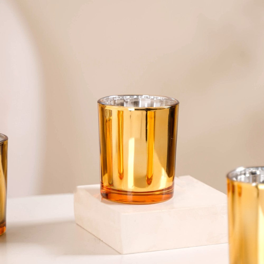 Gold Glass Votive Candle Holder Set Of 4