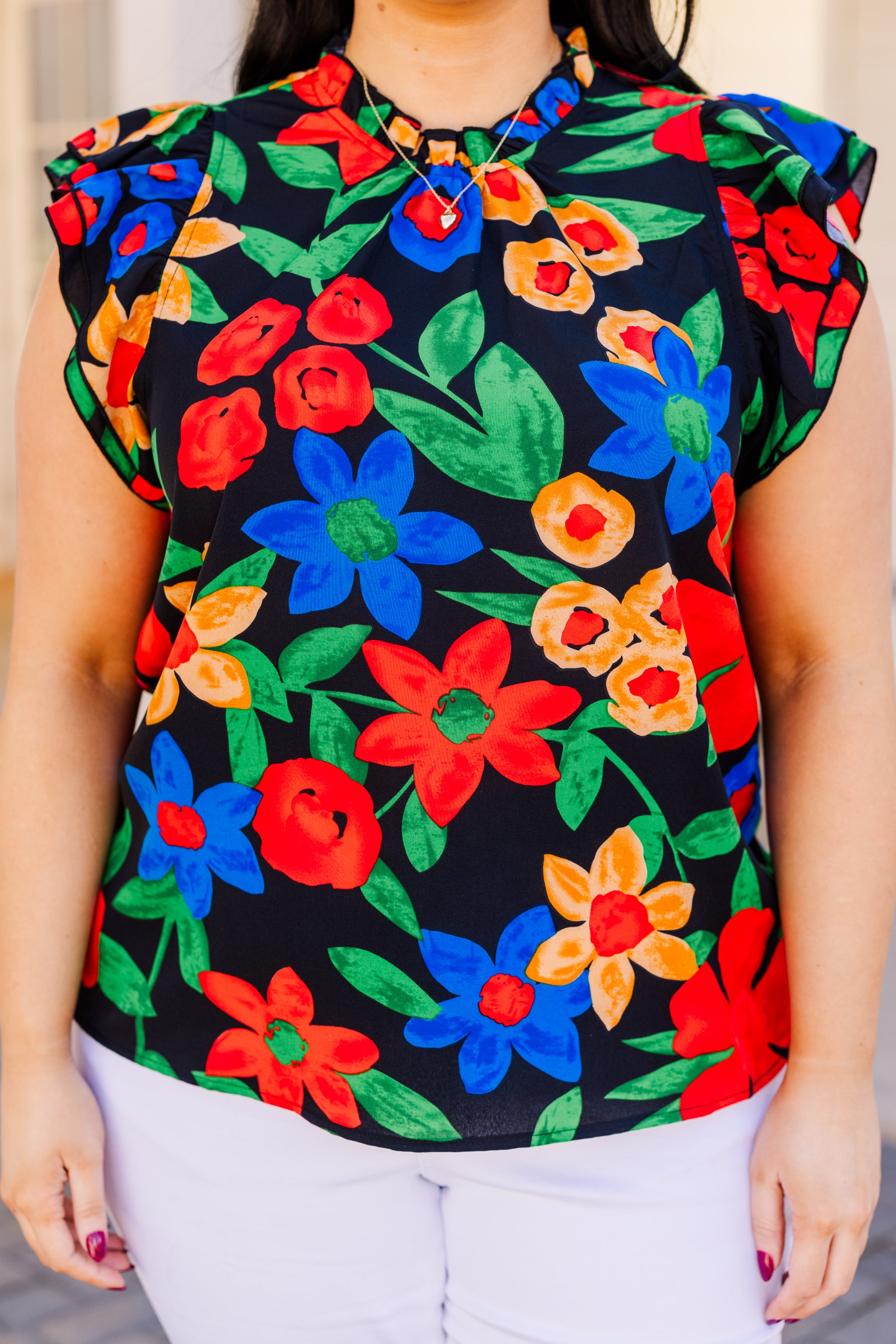 Be In A Flutter Top. Black