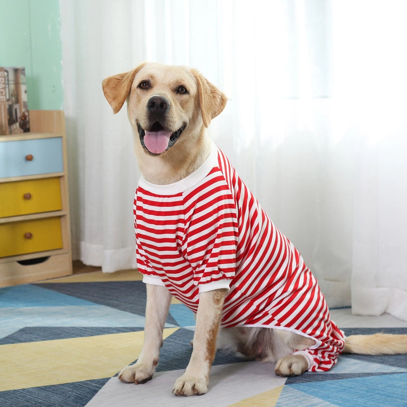 Small. Medium And Large Dog Cotton Four-legged Striped Home Anti-lint Pullover Labrador Golden Retriever Teddy Dog Clothes