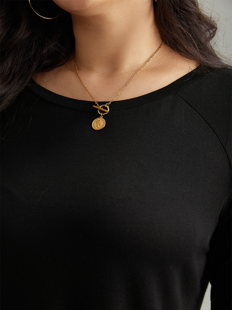 Two Tone Patchwork Heather Arc Hem T-shirt