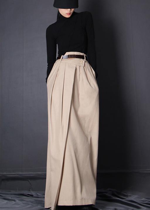 Beige asymmetrical design Patchwork Skirt Summer