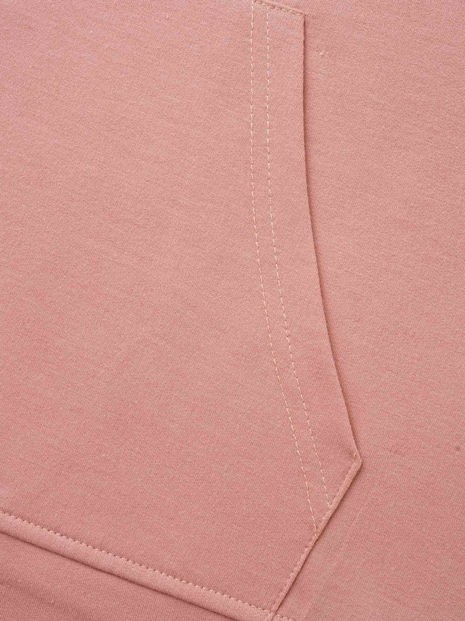 Solid Slightly Stretchy Hooded Drawstring Sweatshirt