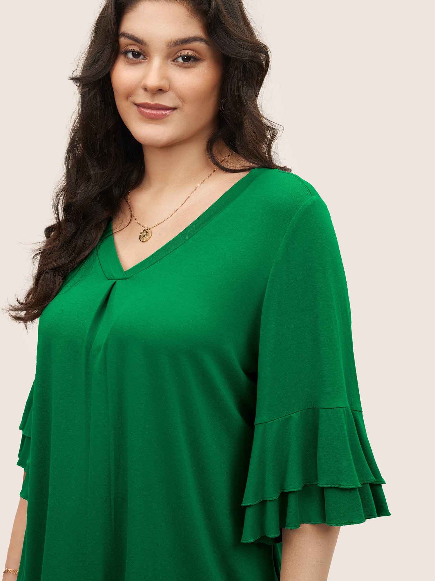 Supersoft Essentials Ruffle Layered Sleeve Pleated T-shirt