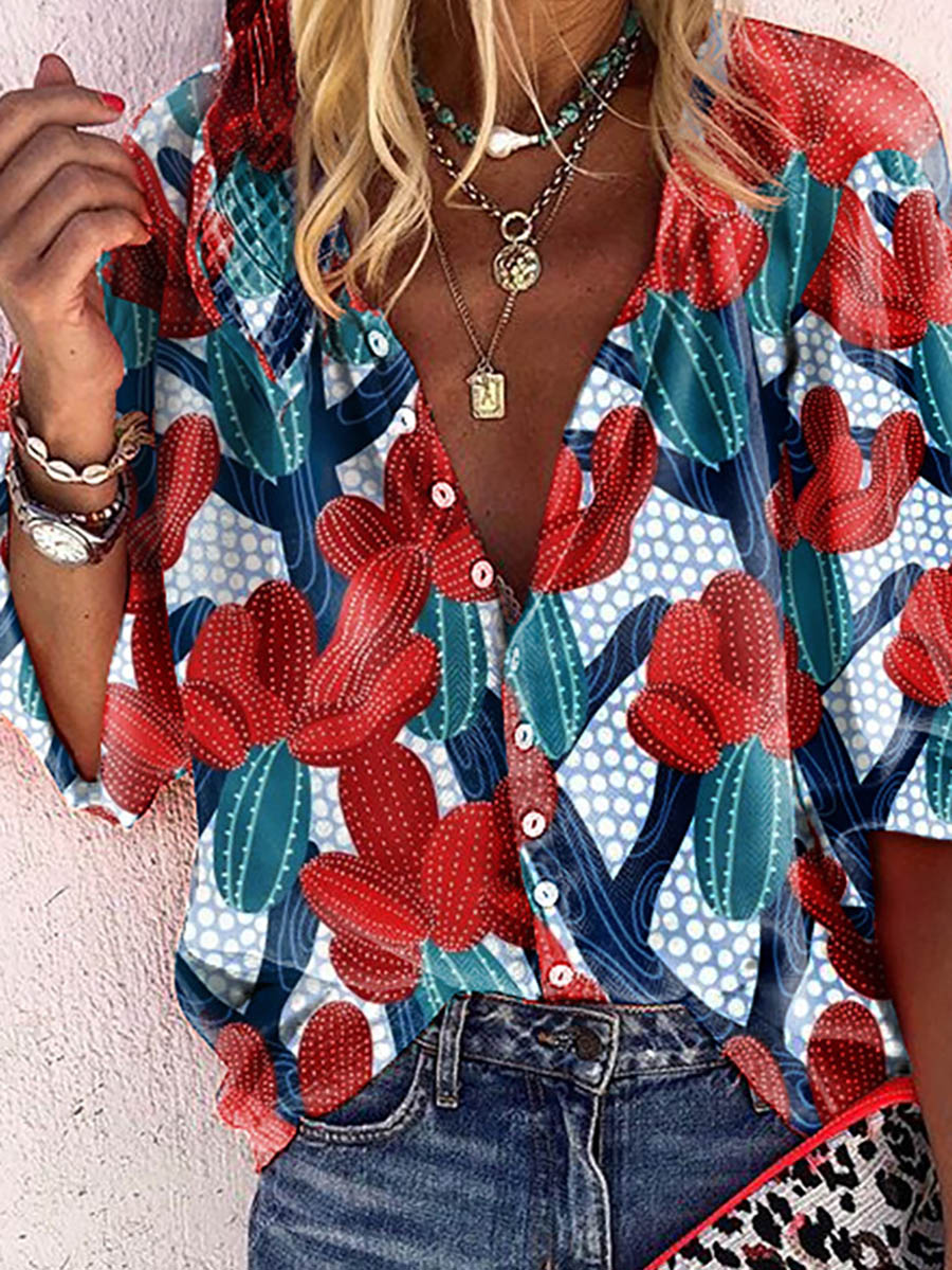 Loose Printed Button Shirt (3 colors)