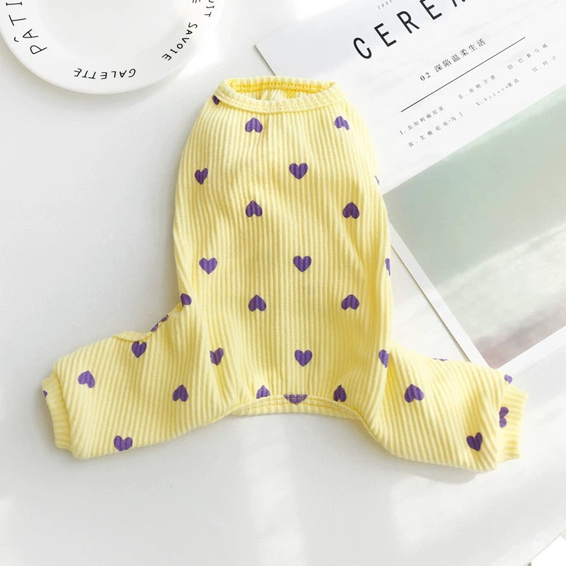 Heart Printed Cotton Dog Jumpsuits Pajama