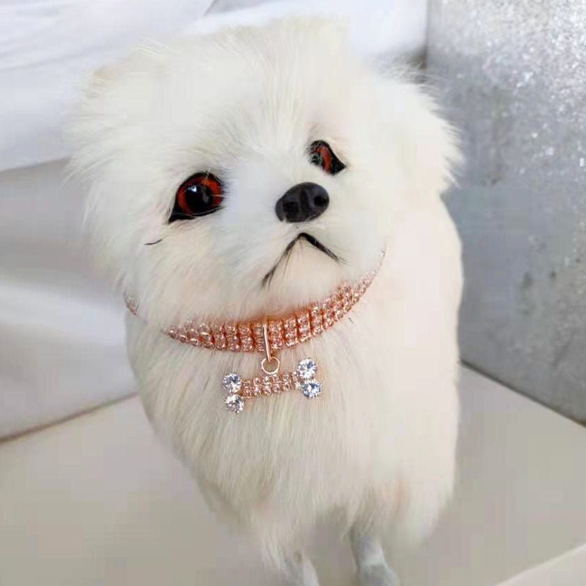 Rhinestone Bone Shaped Dog Collar
