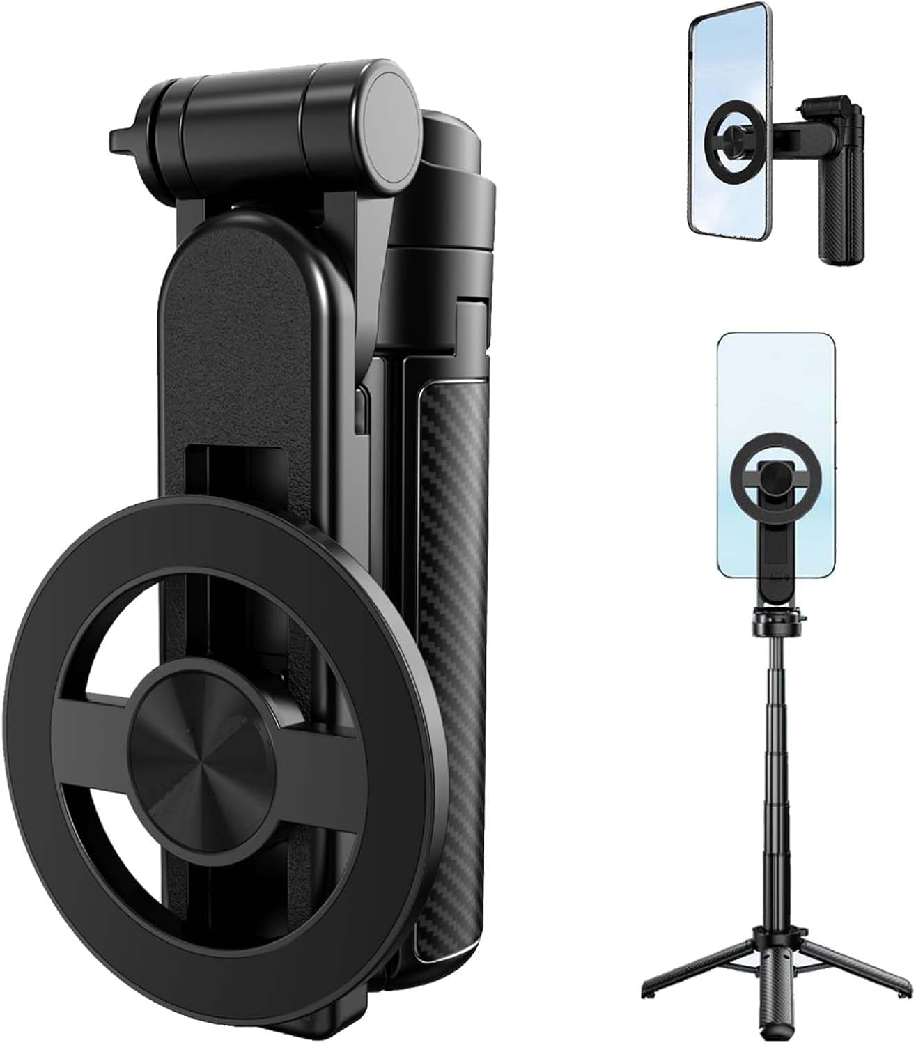 4-in-1 Multifunctional 360° Rotation Magnetic Selfie Stick with Wireless Detachable Remote Control, Mini Portable Detachable Scalable Magnetic Selfie Stick for iPhone & Android