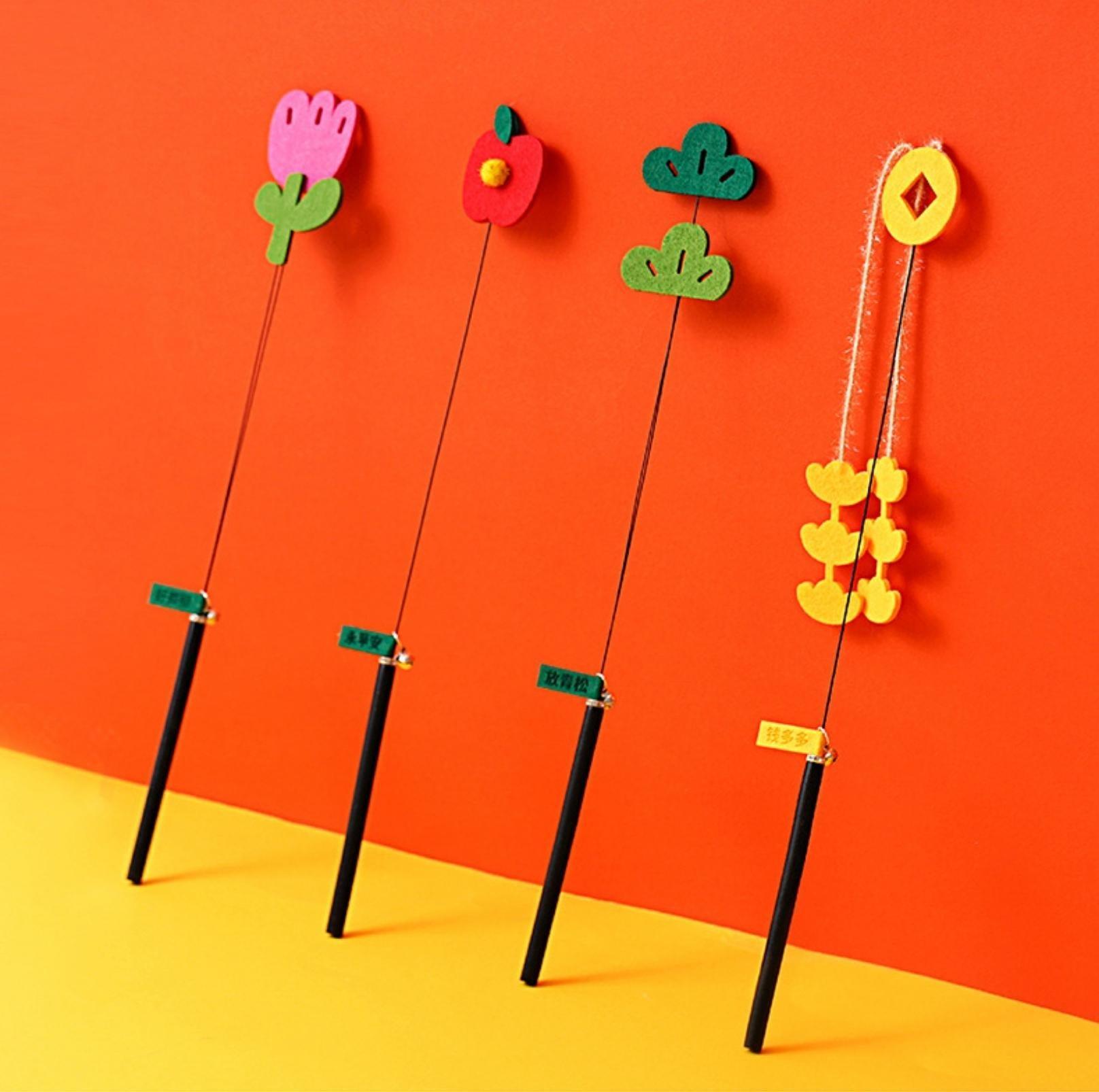 Cute Felt Wool Cat Stick Cat Toy