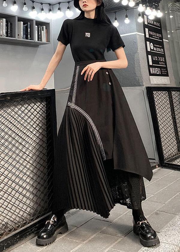 Black asymmetrical Besign Summer Patchwork Lace Skirts
