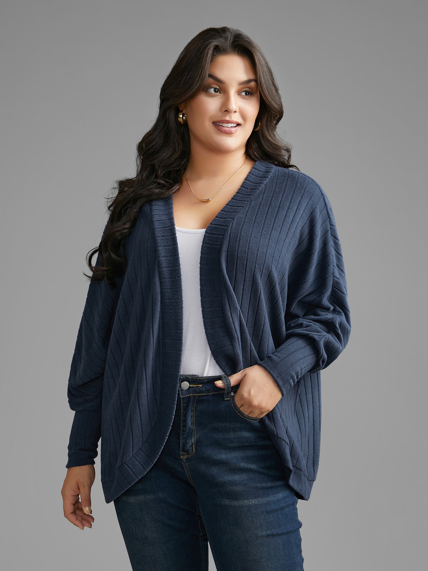 Plain Pit Strip Curved Hem Coat