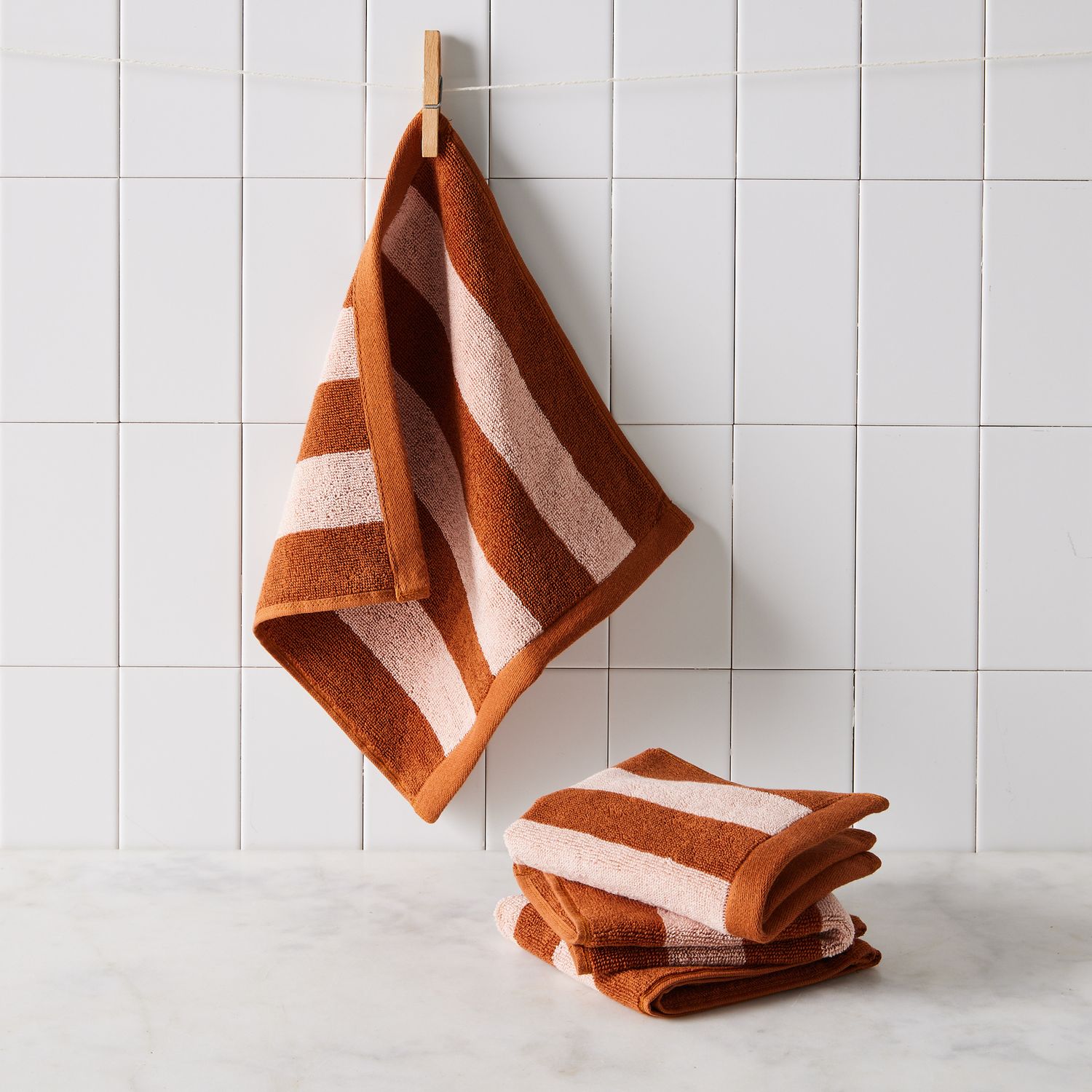Striped Cotton Terry Bath Towels & Mats