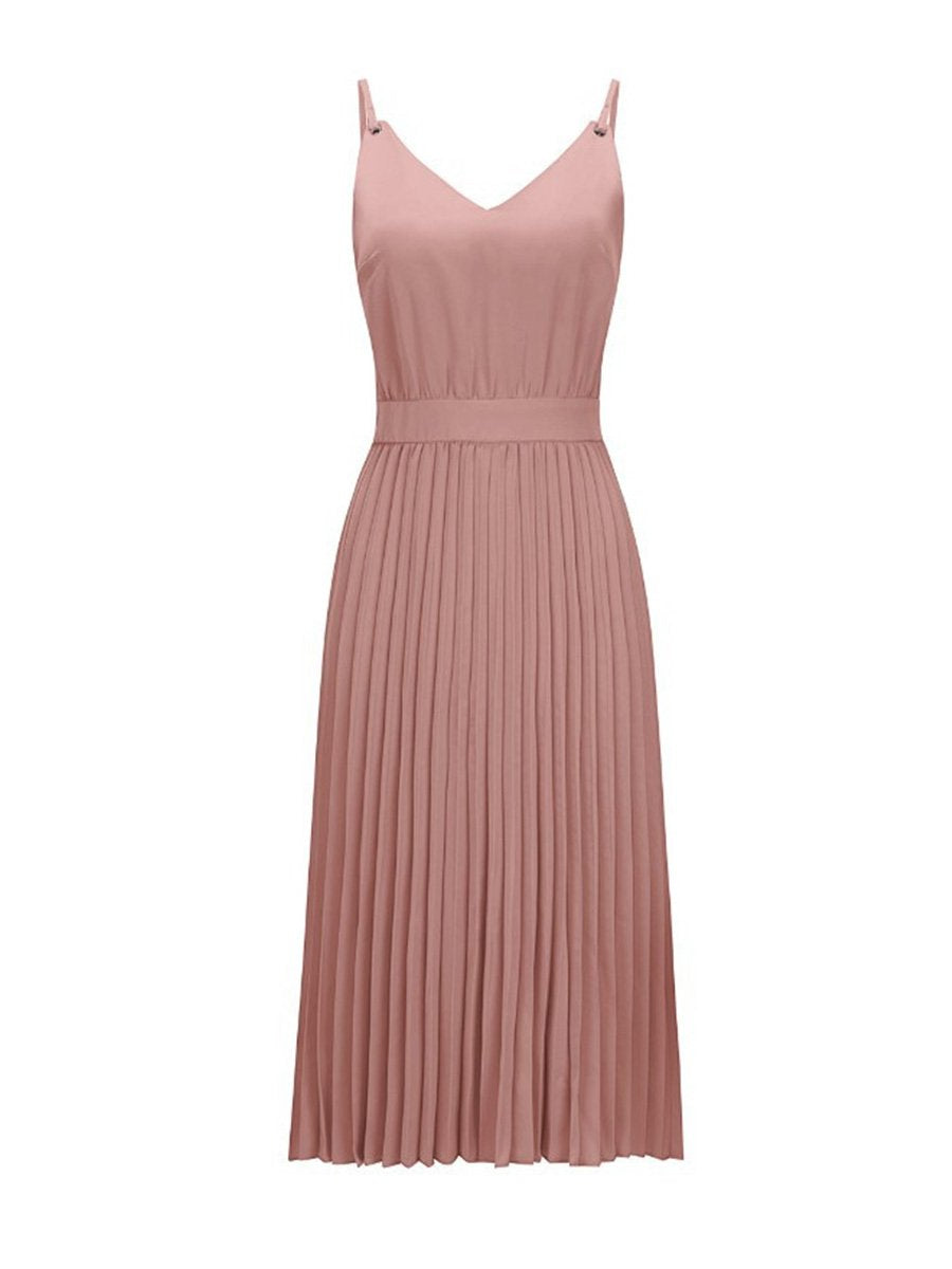 Sexy V-Neck Pleated Dress