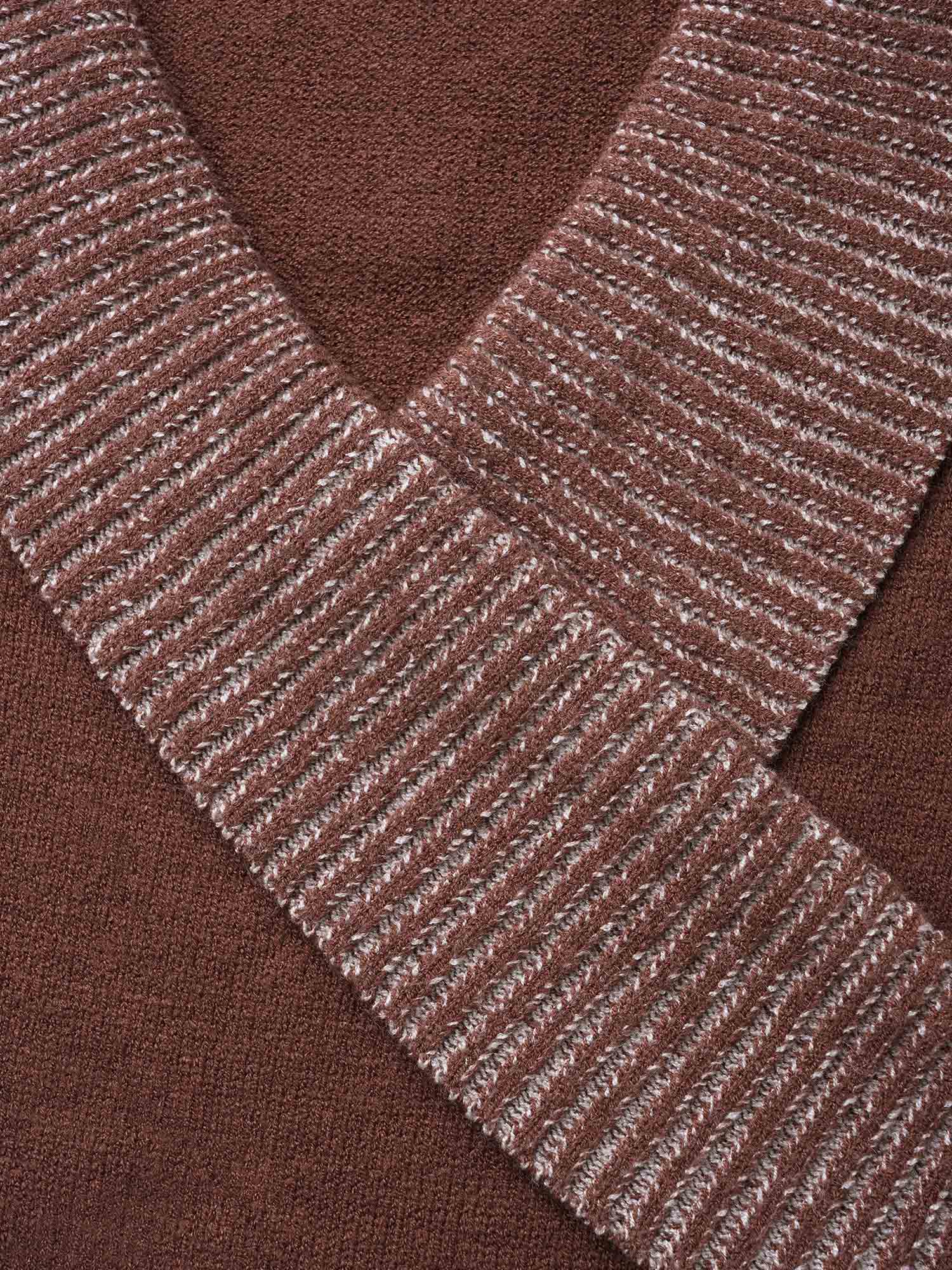 Overlap Collar Contrast Button Detail Pullover