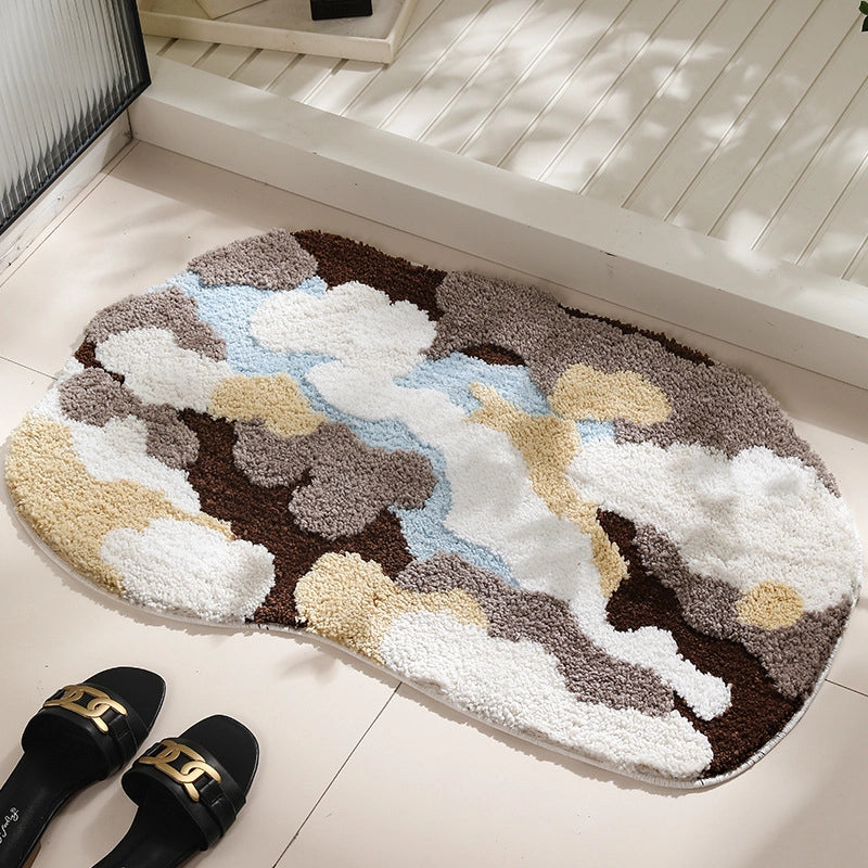 Casual Elegant Floral Flocking Polyester Carpet Bathing