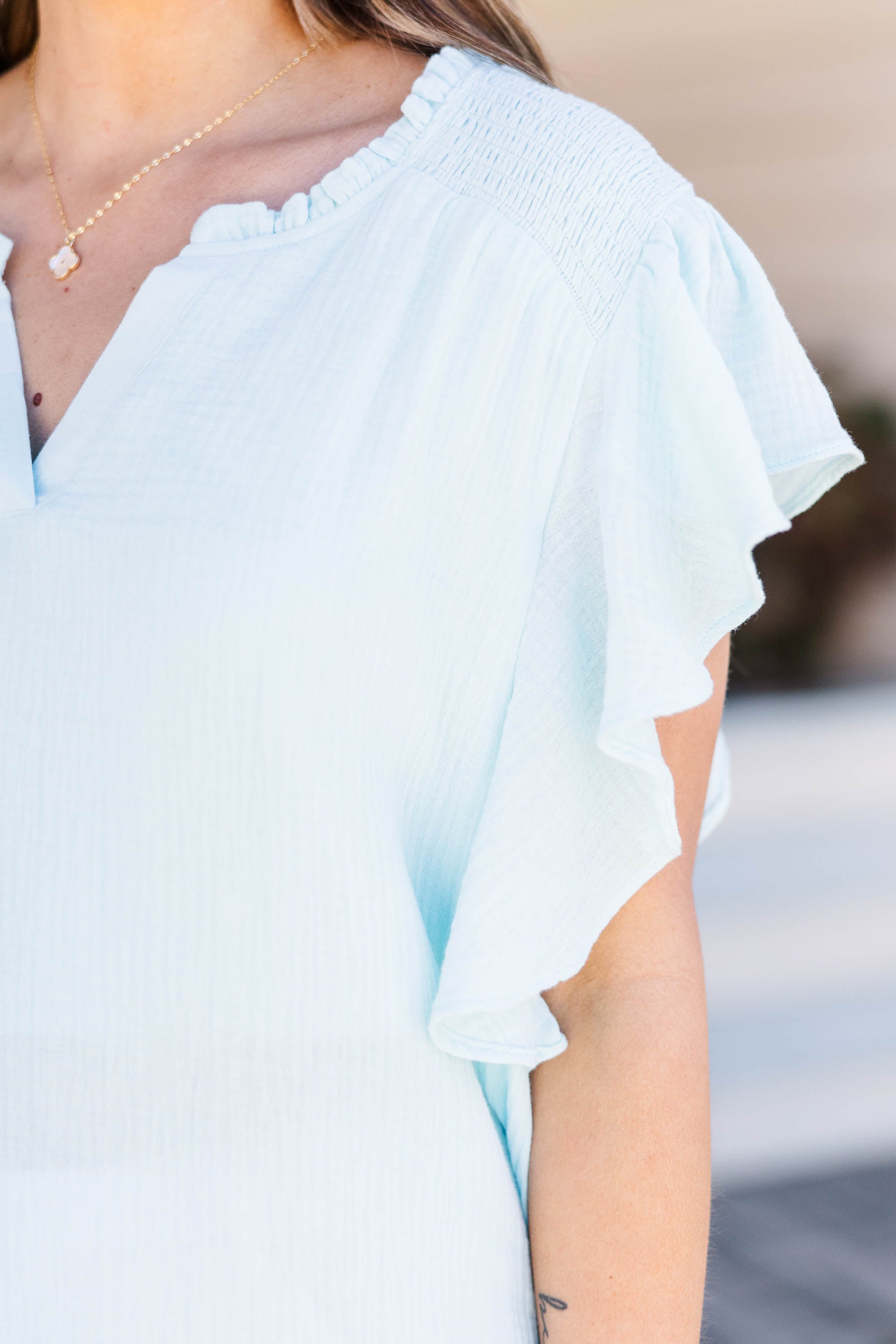 Living My Truth Top. Sky Blue