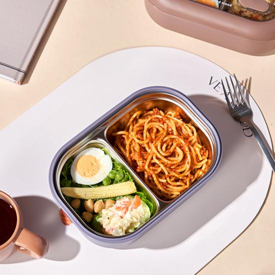 Stainless Steel Children Bento Lunch Box. Bear Cartoon Lunch Box Container Double Sided Lock Design