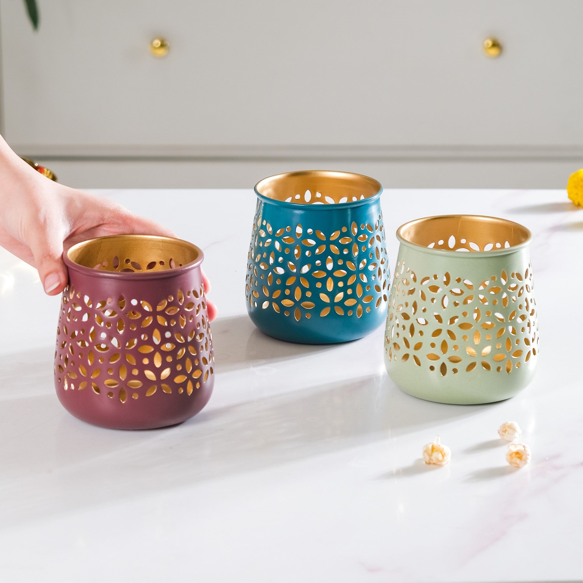Festive Tealight Candle Holder Set Of 3