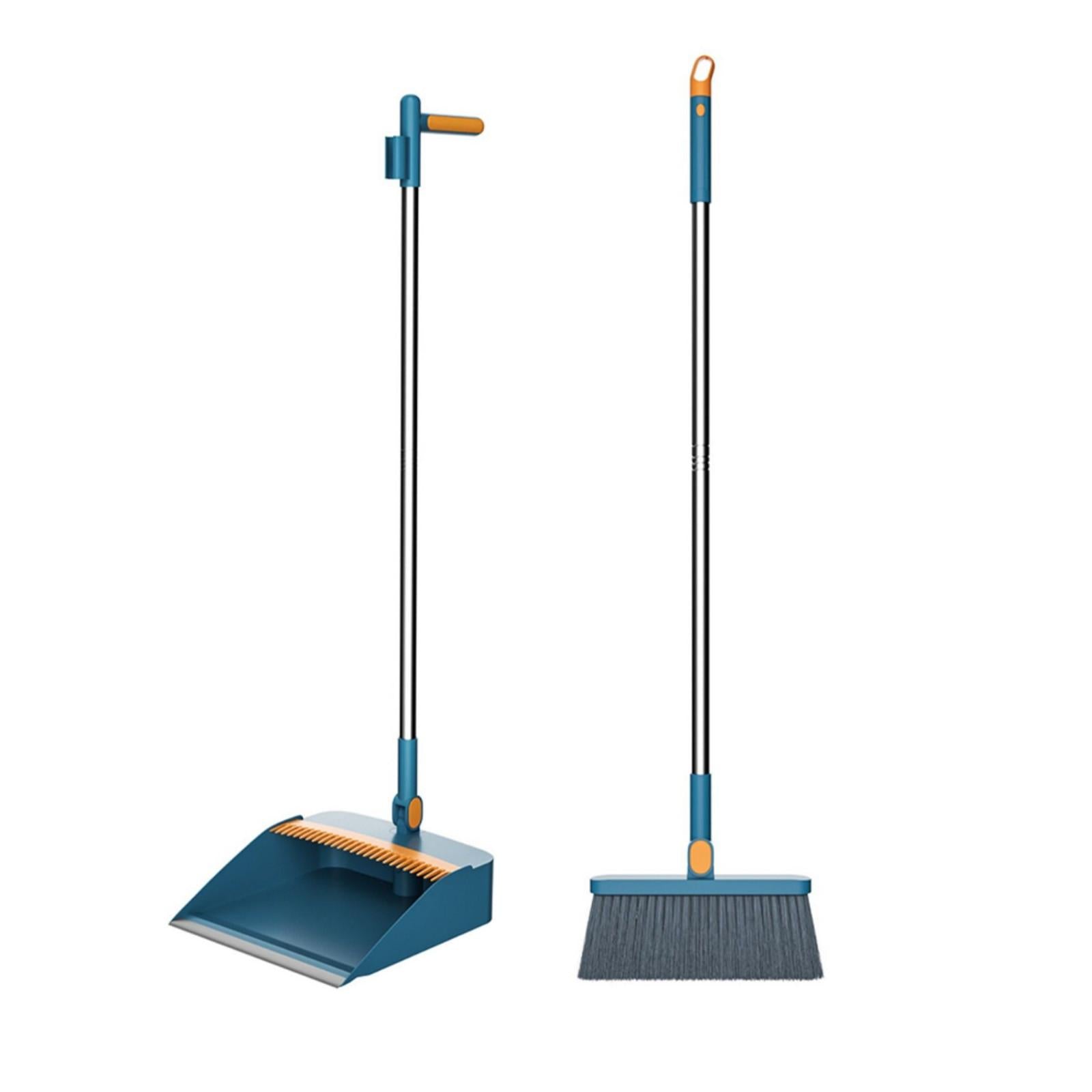 Brooms Wiith Dustpan Set 180° Rotatable Standing Brooms And Dustpan Set With Scraping Teeth