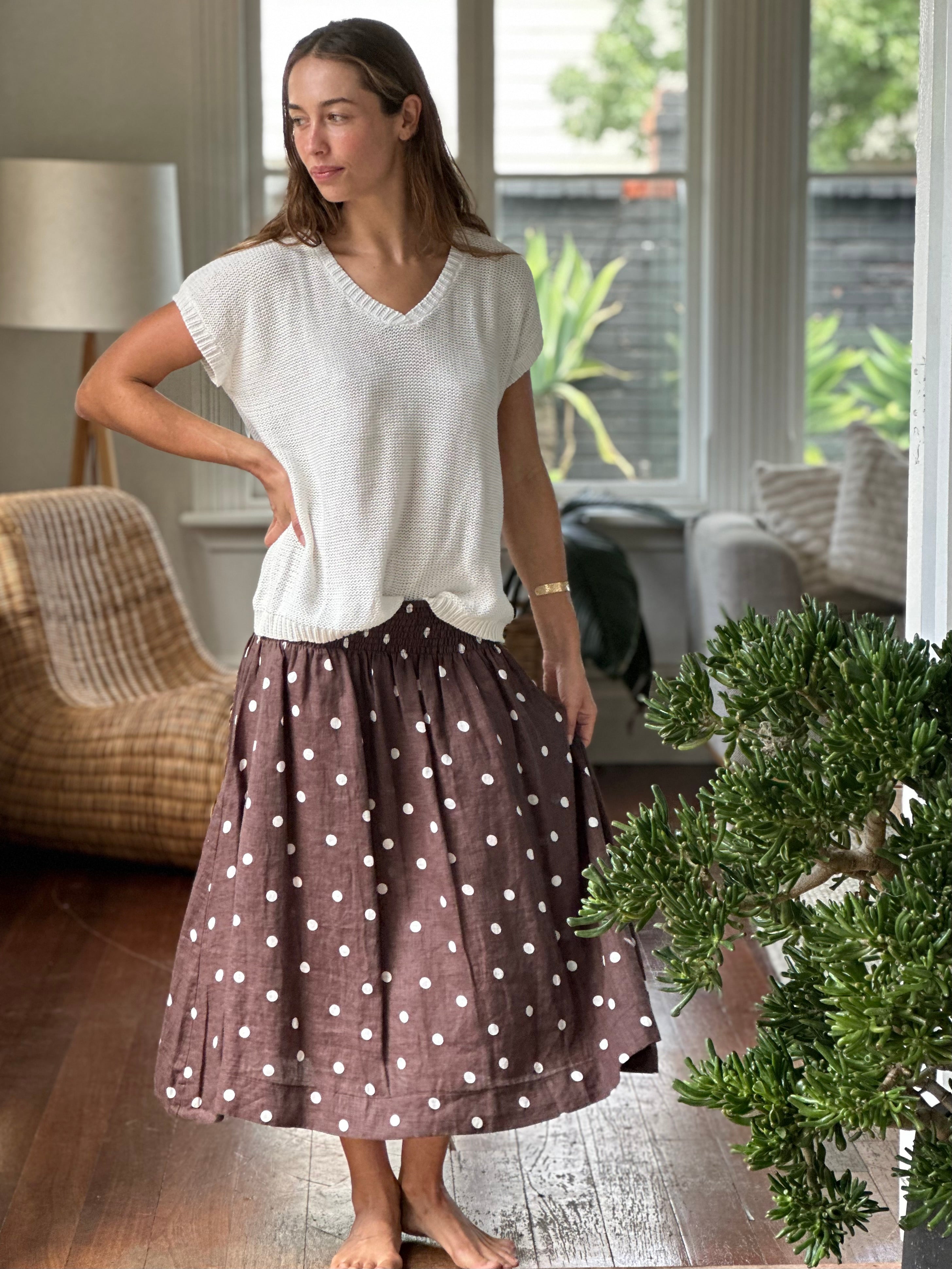 chocolate spot linen