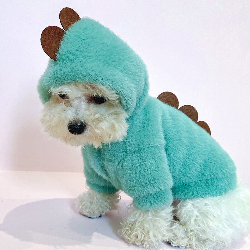 Dinosaur Fleece Dog Hoodie Coat