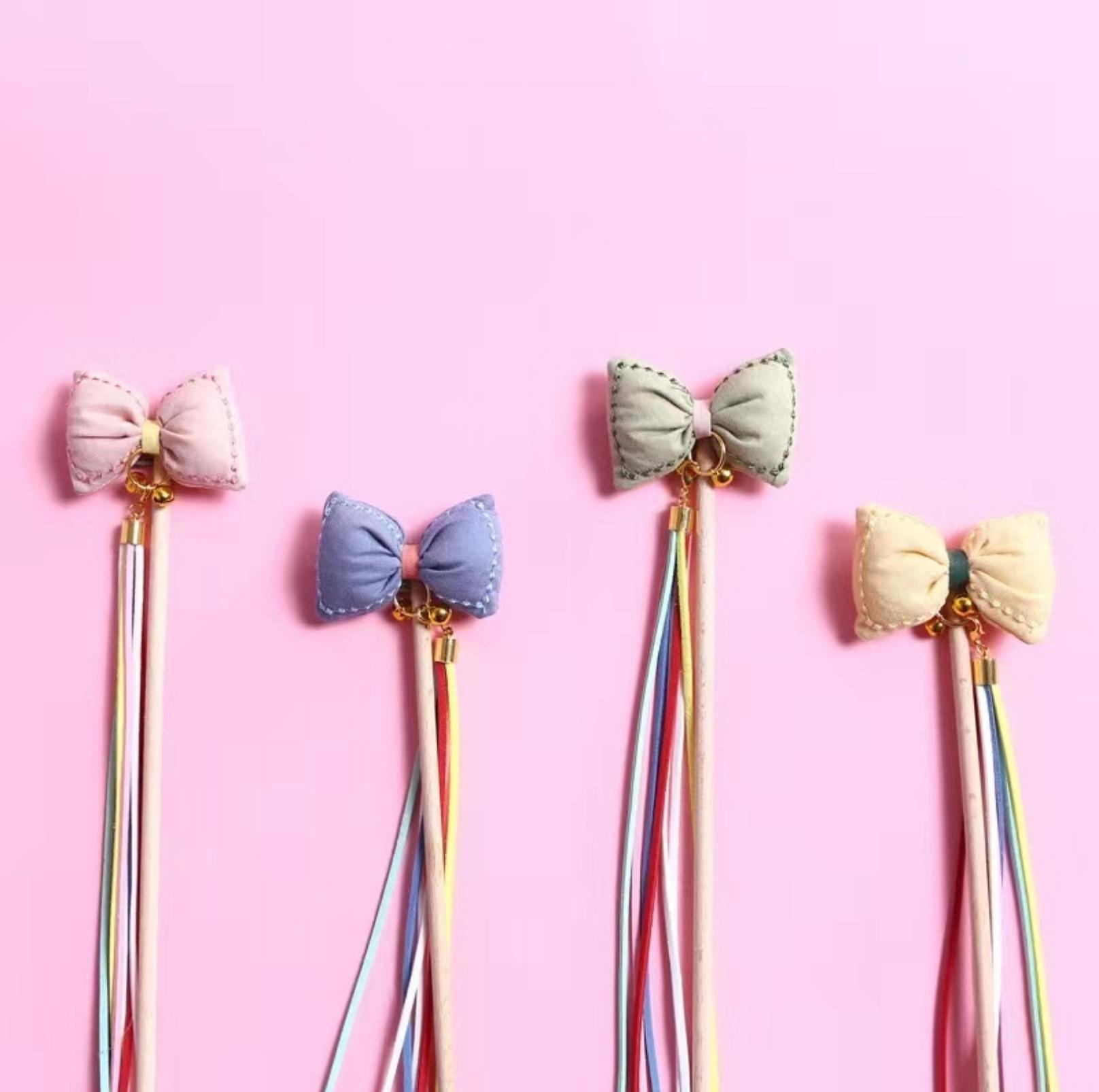 Bow Style Cat Stick With Long Tassel Cat Toy for Interactive Play