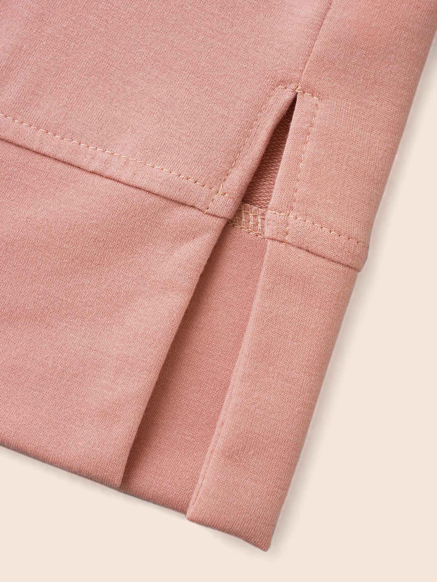 Solid Slightly Stretchy Hooded Drawstring Sweatshirt