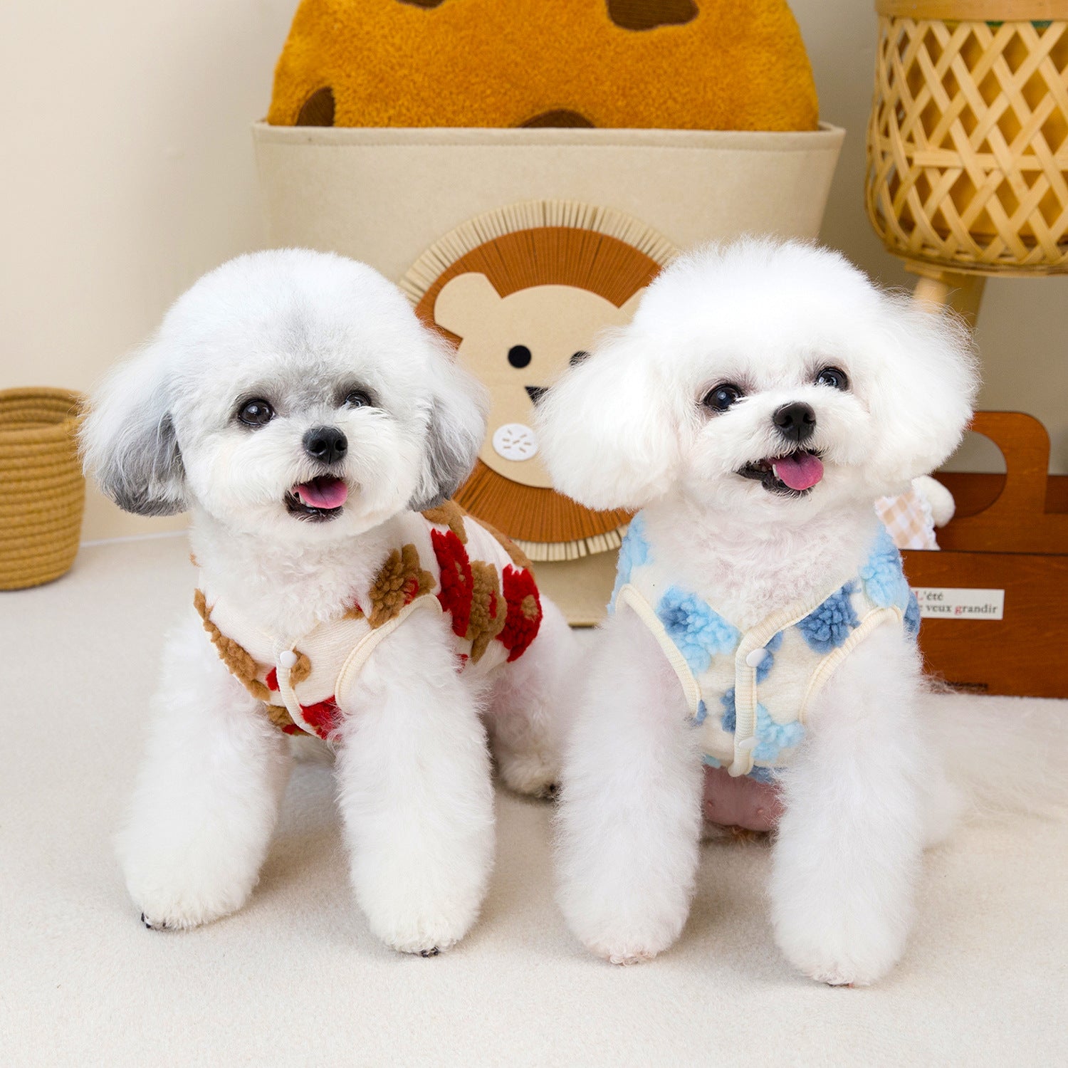 Fleece Flower Decor Dog Cat Harness Vest