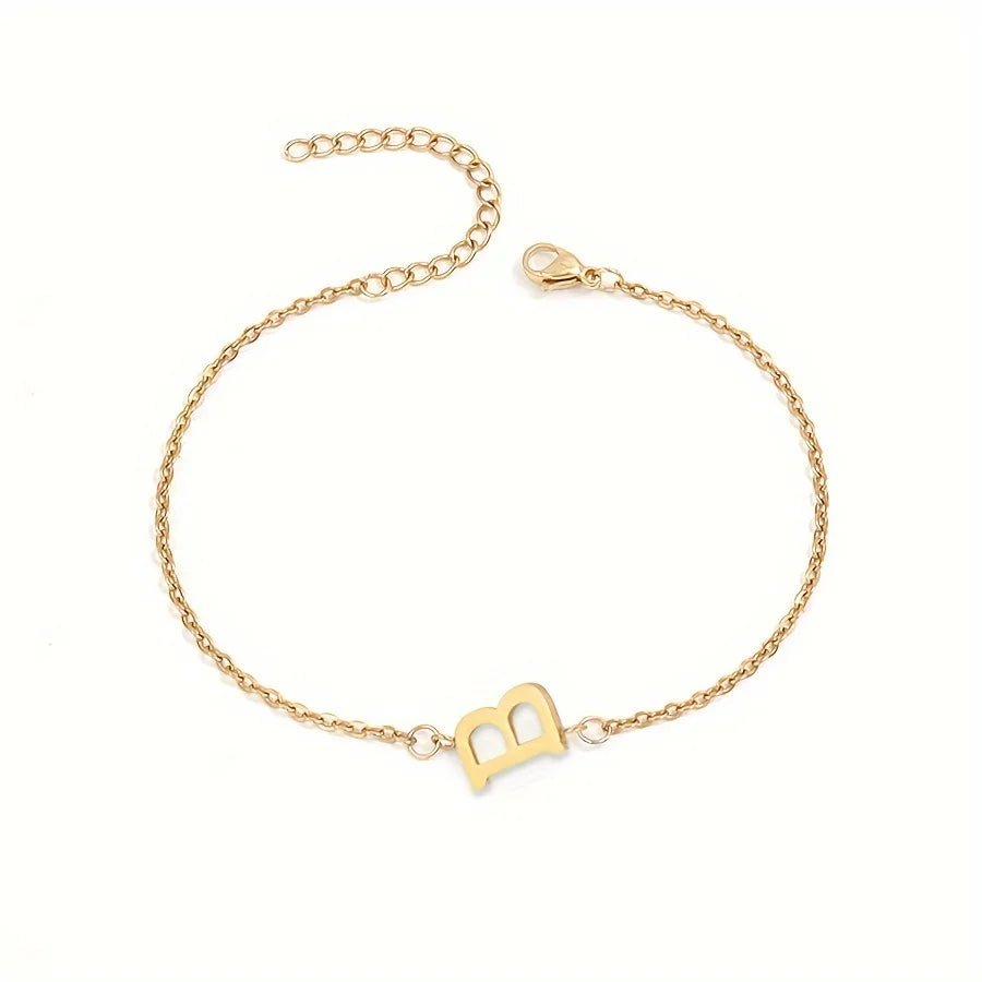 Dainty Feminine Letter Initial Chain Bracelet