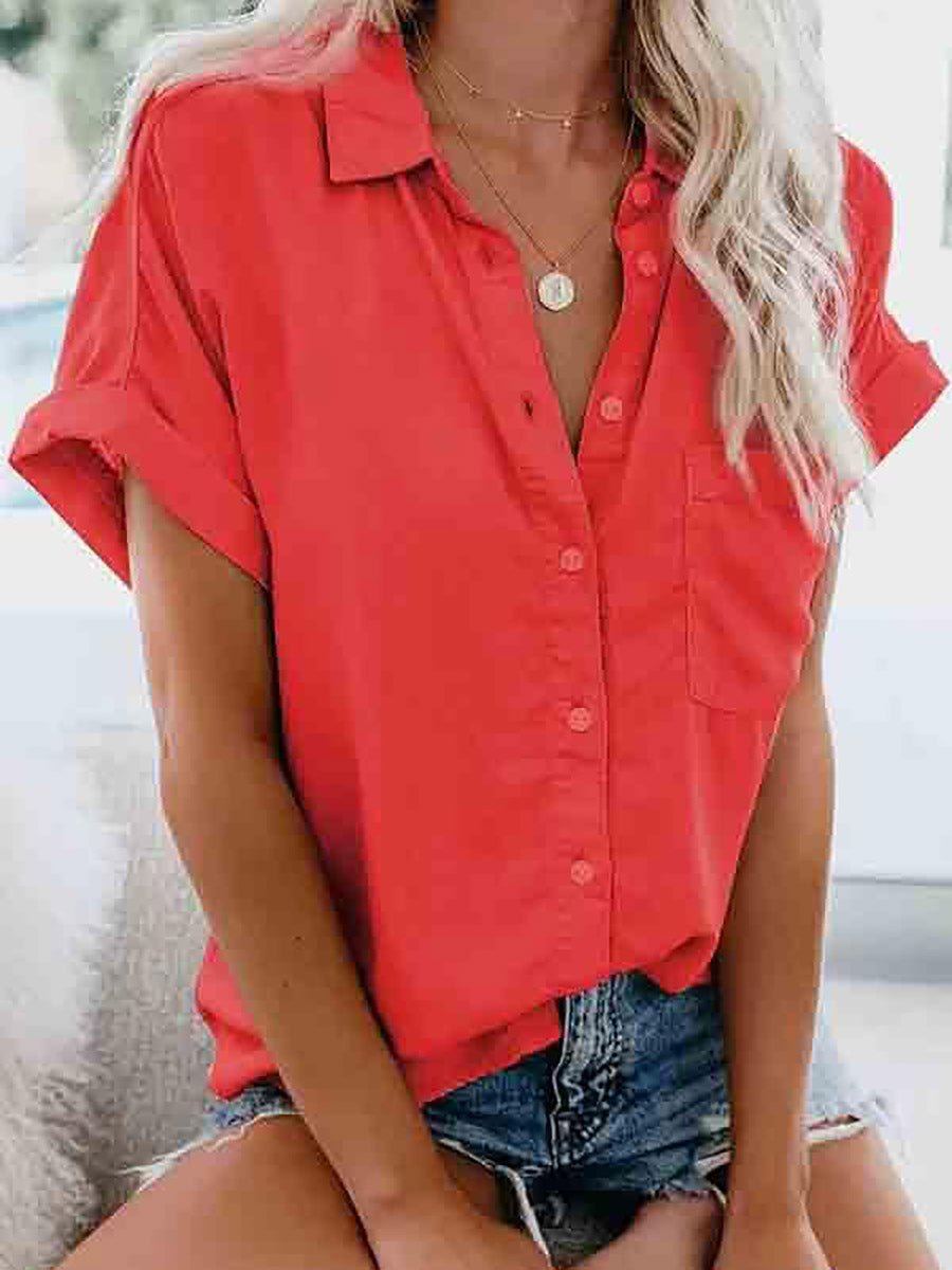 Short-Sleeved Solid Color Tops (4 colors)