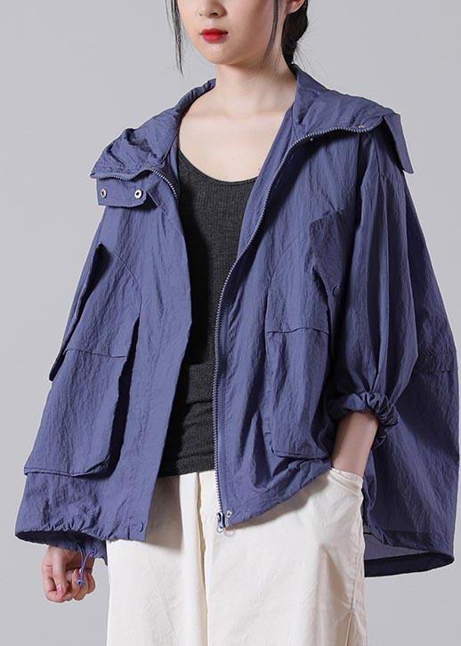 French Purple Low High UPF 50+ Coat Jacket Summer Hoodie Coat