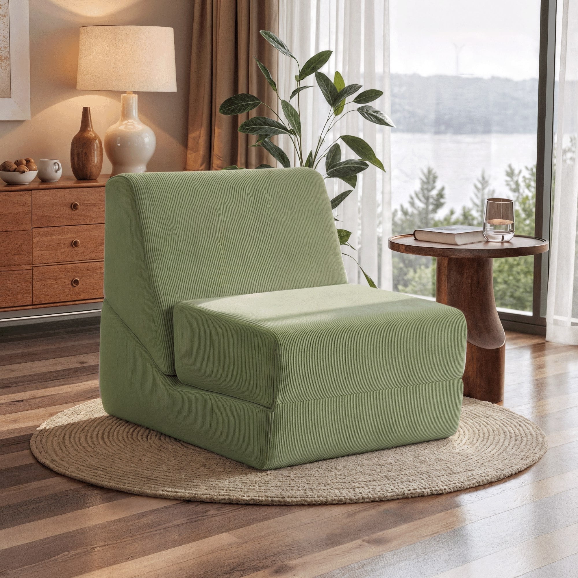 Folding Sofa Bed, 3 in 1 Convertible Sleeper Chair, Floor Couch with Back Support, Single Chair Bed for Living Room