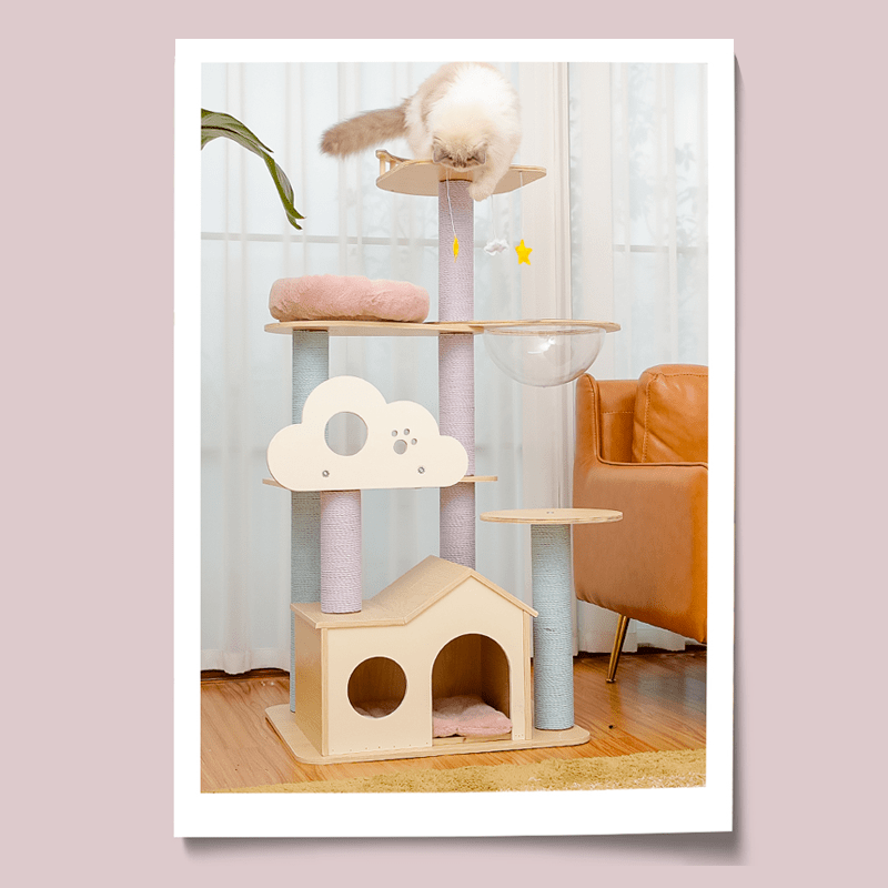 135cm Dreamland Wooden Cat Tree – Pink