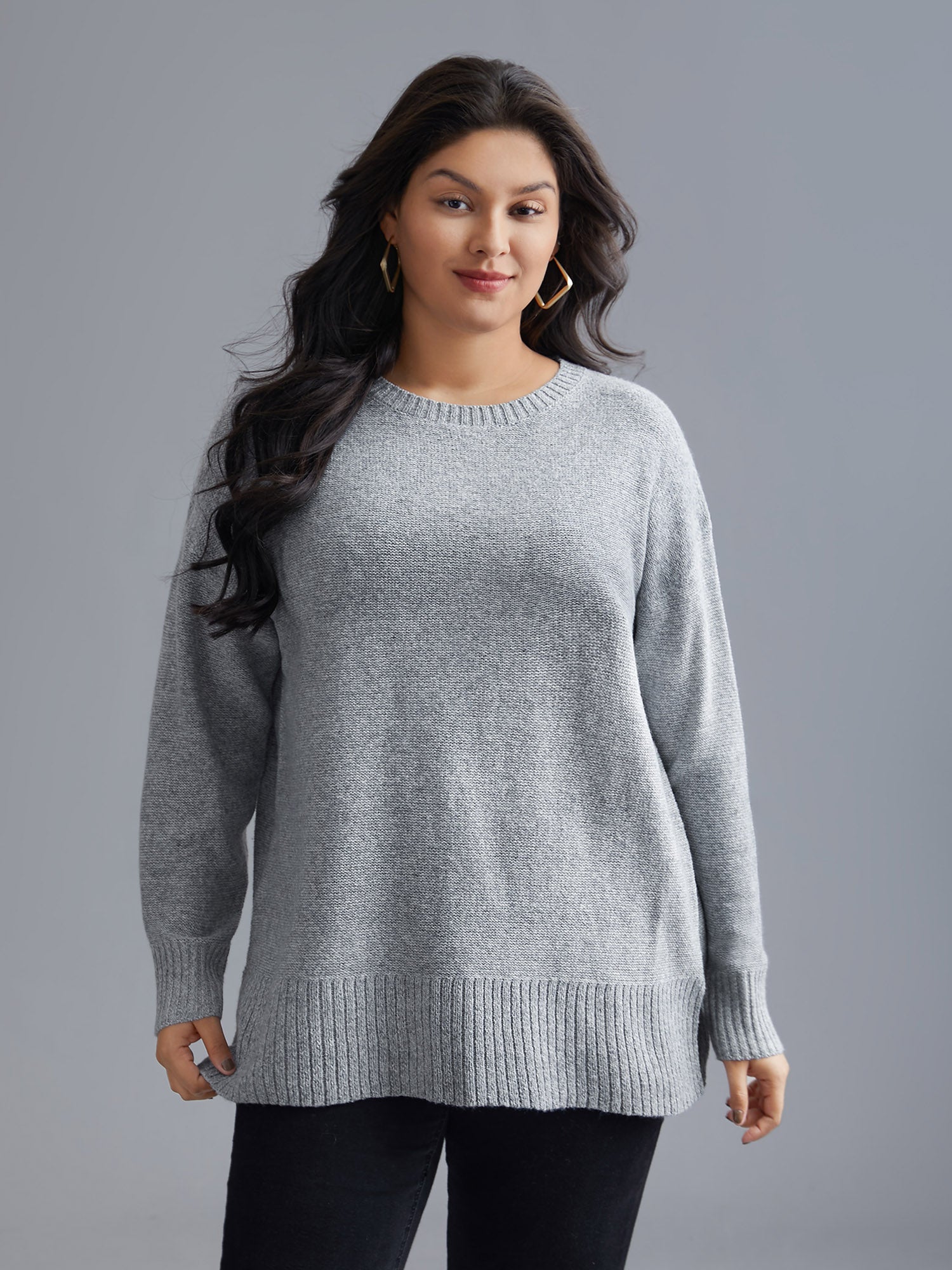 Texture Bowknot Cut Out Slit Hem Pullover