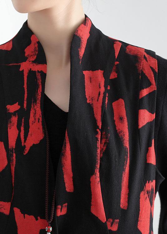 Classy Mulberry Print Peter Pan Collar Button Waistcoat Long Dress Fall Cotton Dress