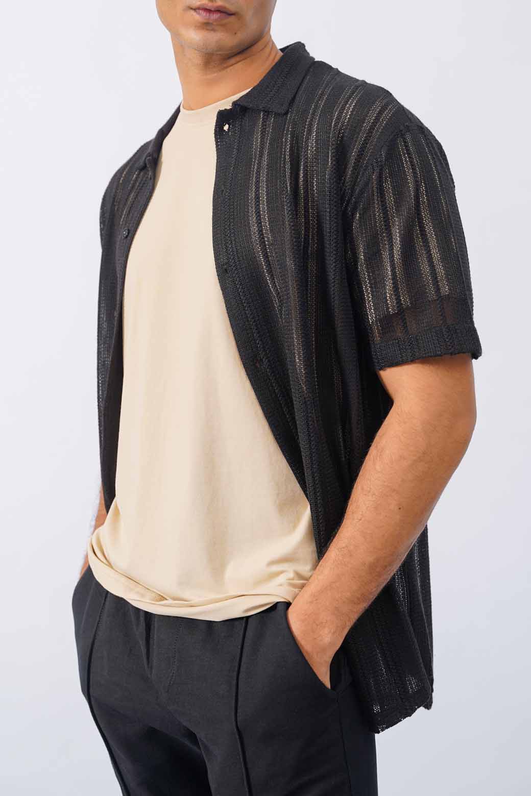 TEXTURED CROCHET SHIRT