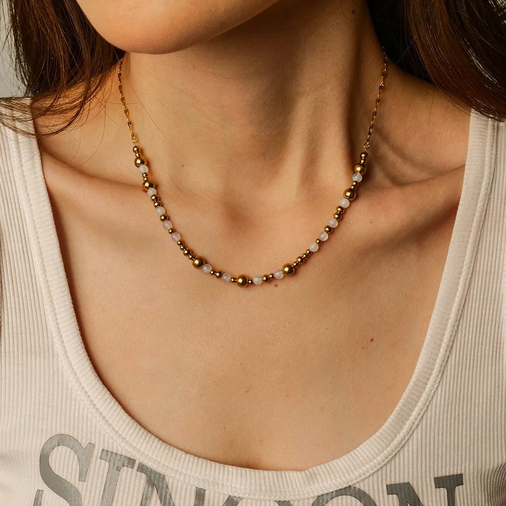 Vintage Inspired Contrast Gold Bead Bracelet and Necklace Set