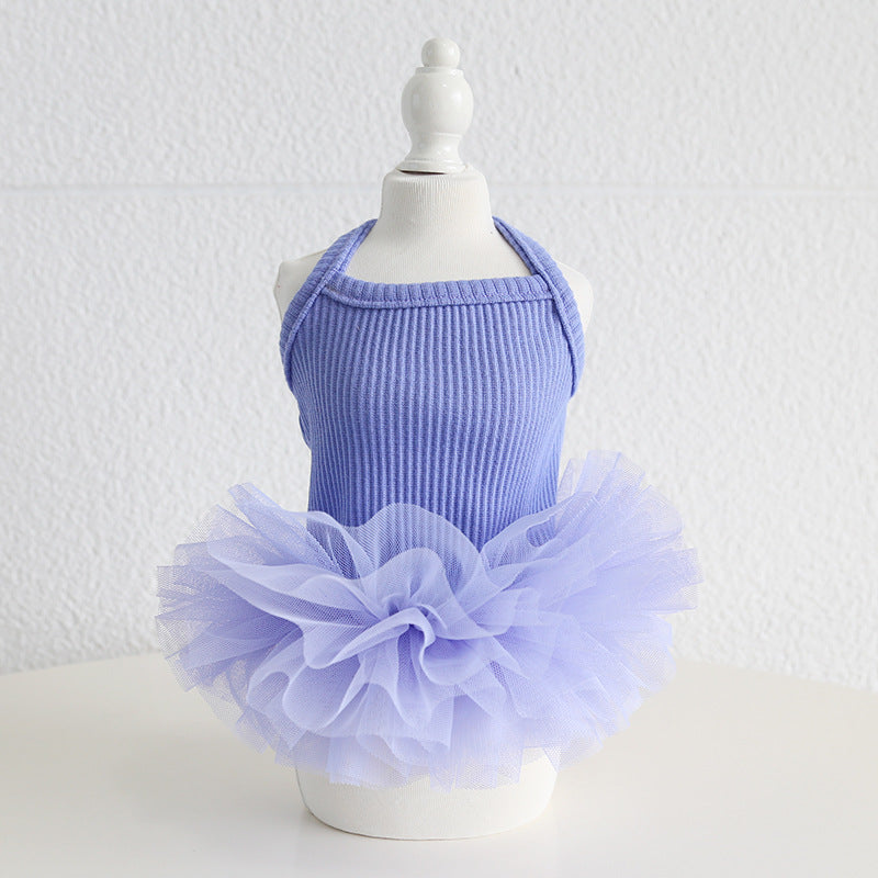 Multi-color Cotton Dog Cat Lace Dress