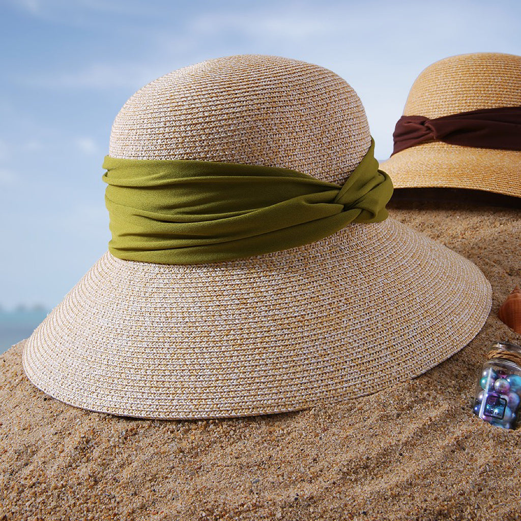 Foldable Elegant Ribbon Straw Hat